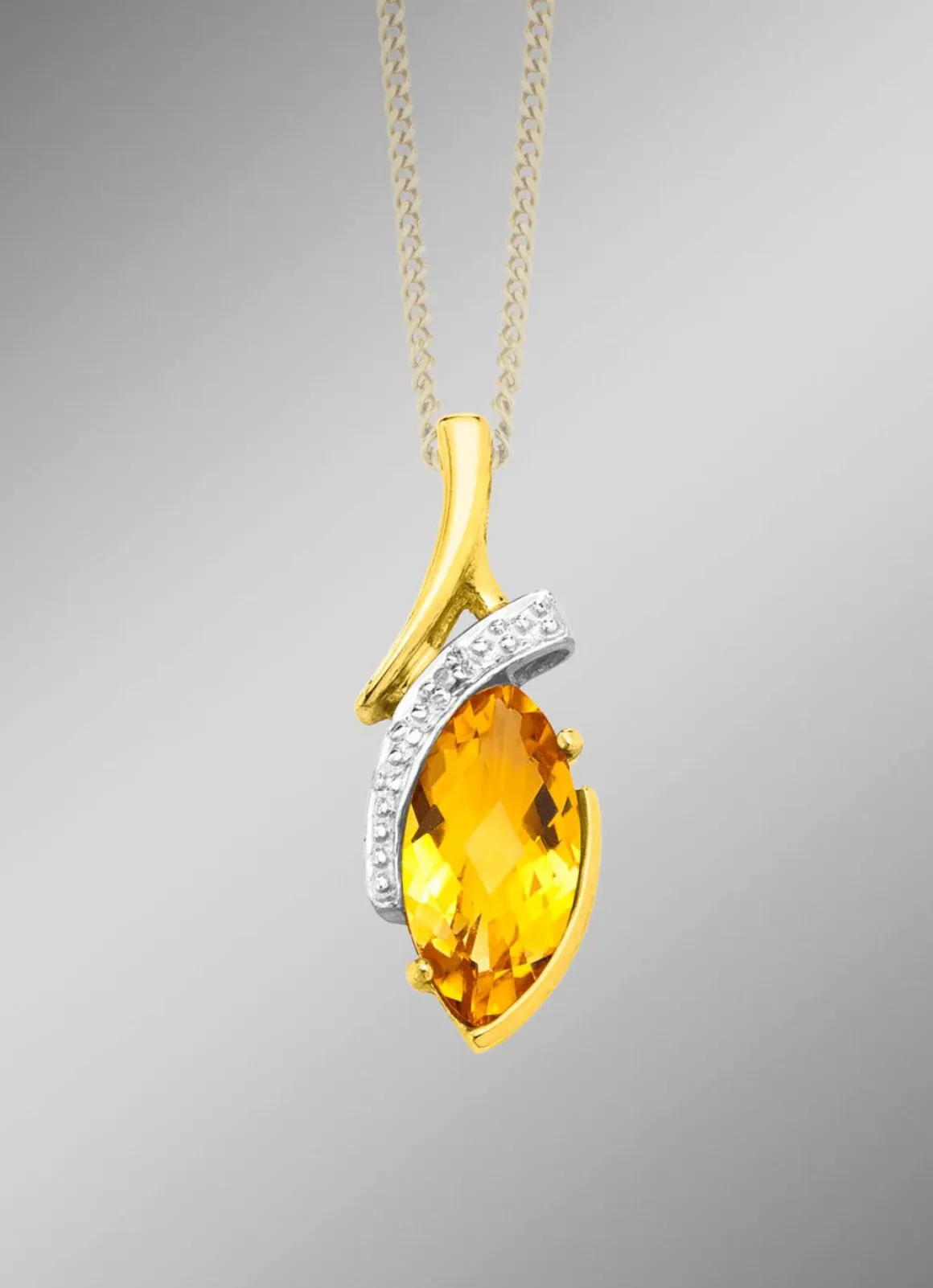 Anhänger mit echt Citrin und Diamant