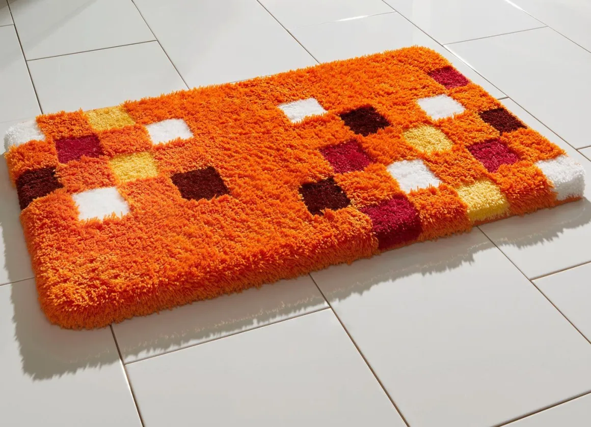 Badgarnitur mit latexierter, rutschhemmender Rückseite