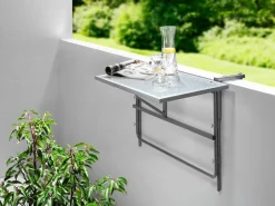 Balkon-Hängetisch mit Glasplatte