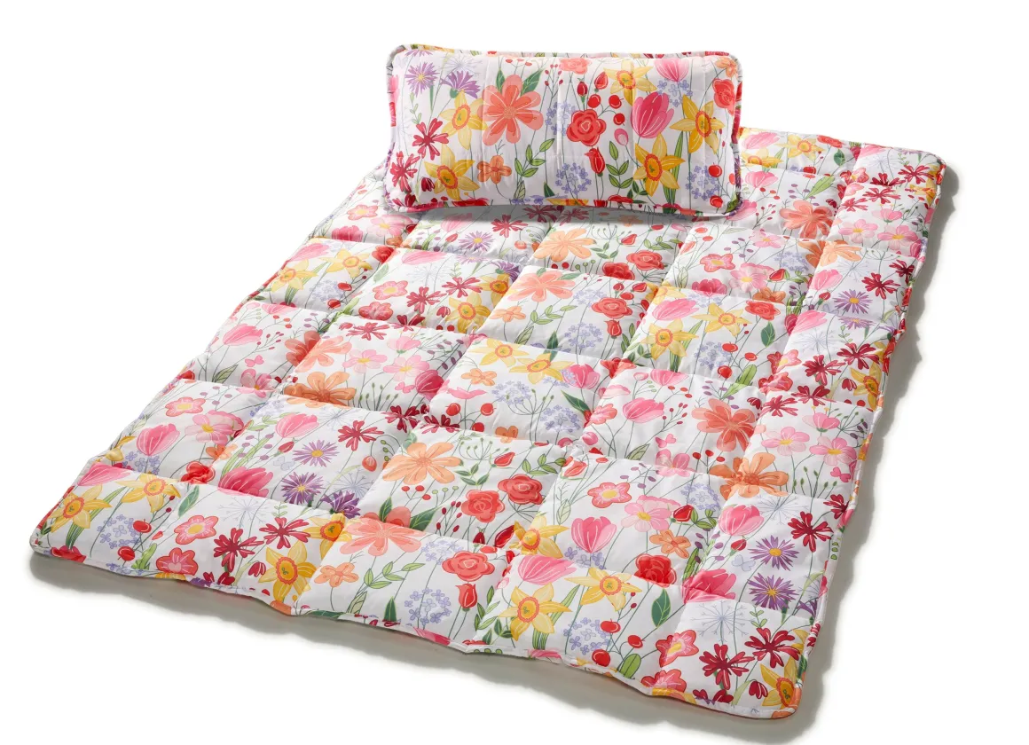 Bettwaren-Set mit Blumen-Dessin, 2-teilig