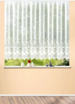 Blumenfenster-Store, gerader Abschluss