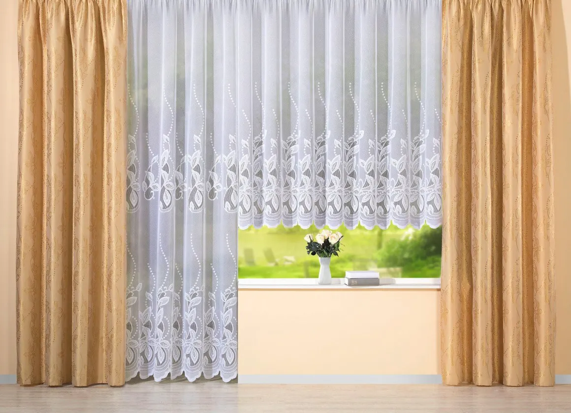Blumenfenster-Store mit gebogtem Abschluss