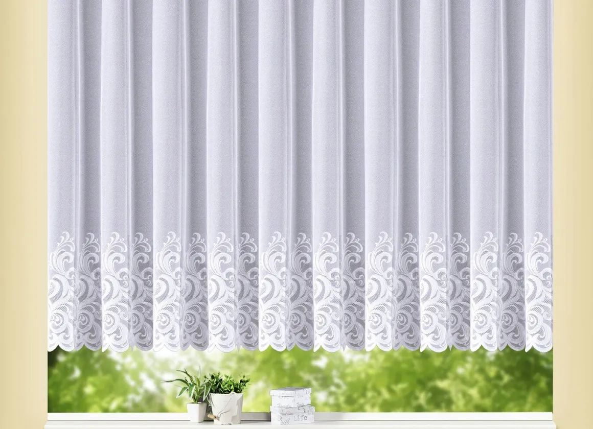 Blumenfenster-Store mit geradem Abschluss