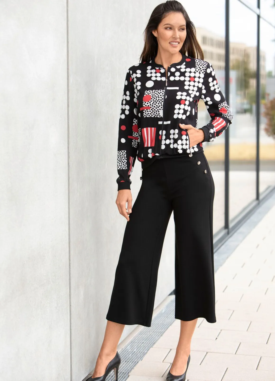 Blusenjacke mit Rippenstrick