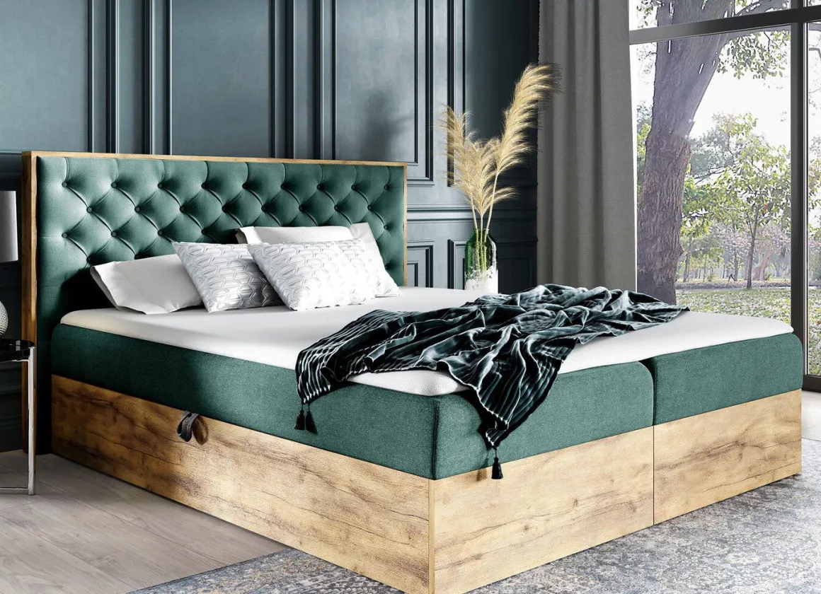 Boxspringbett mit Bettkasten und Topper