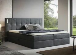 Boxspringbett mit LED-Beleuchtung und Topper