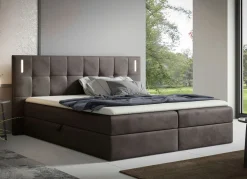 Boxspringbett mit LED-Beleuchtung und Topper