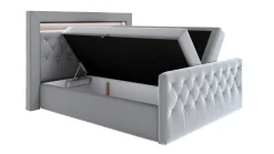 Boxspringbett mit LED-Beleuchtung und Topper