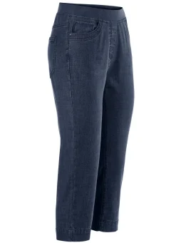 Caprijeans mit Strasssteinchenzier