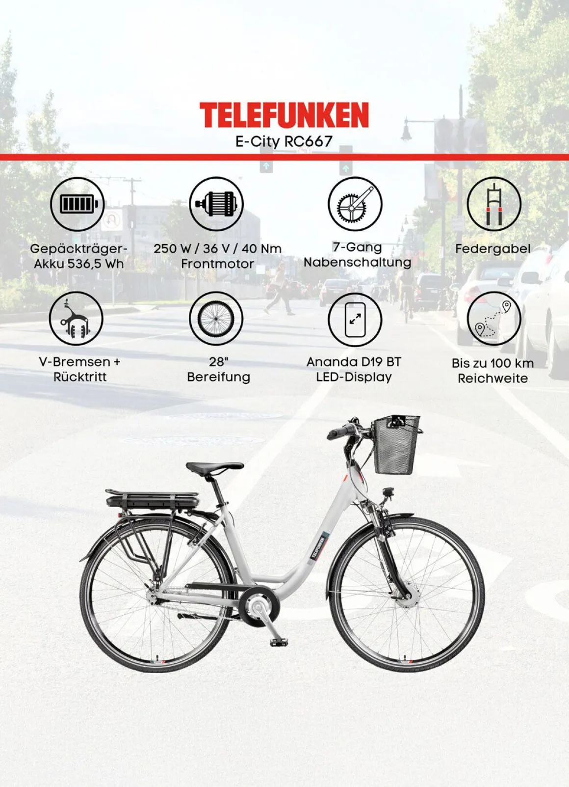 City-E-Bike RC667 von TELEFUNKEN