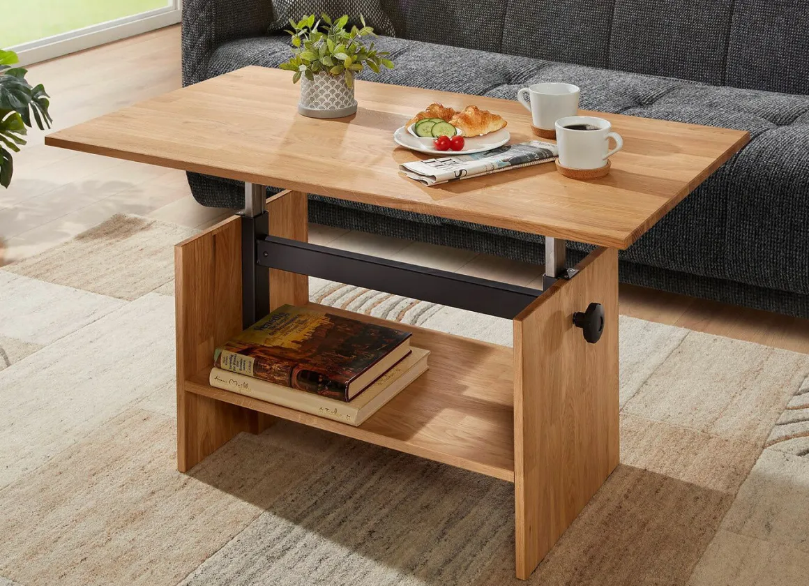 Couchtisch aus massivem, geöltem Eichenholz