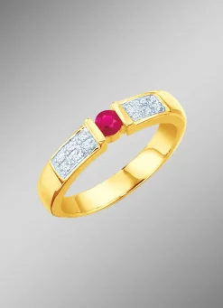 Damenring mit Diamanten und echtem Rubin