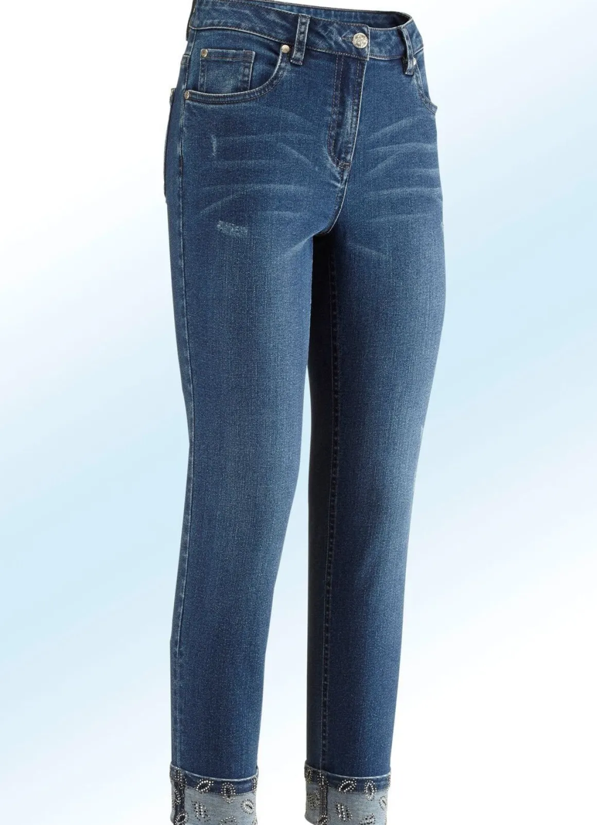 Edel-Jeans in 7/8-Länge mit hübschem Glitzersteinchenbesatz