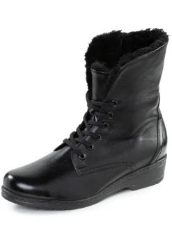 ELENA EDEN Schnür-Stiefelette mit umschlagbarem Lammfellkragen