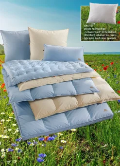 Erstklassige Daunendecken-„Sonderserie blau & creme“ aus dem Schwarzwald