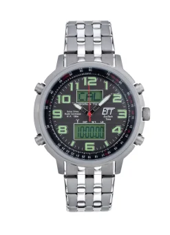 ETT-Funk-Solar-Herrenuhr mit Edelstahlbandgehäuse
