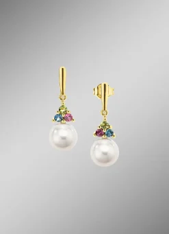 Exquisite Eleganz Ohrstecker mit Süßwasser-Zuchtperlen und Edelsteinen