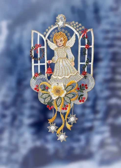 Fensterbild Engel aus echter Plauener Spitze