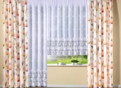 Filigraner Blumenfenster-Store mit Automatikfaltenband 1:3