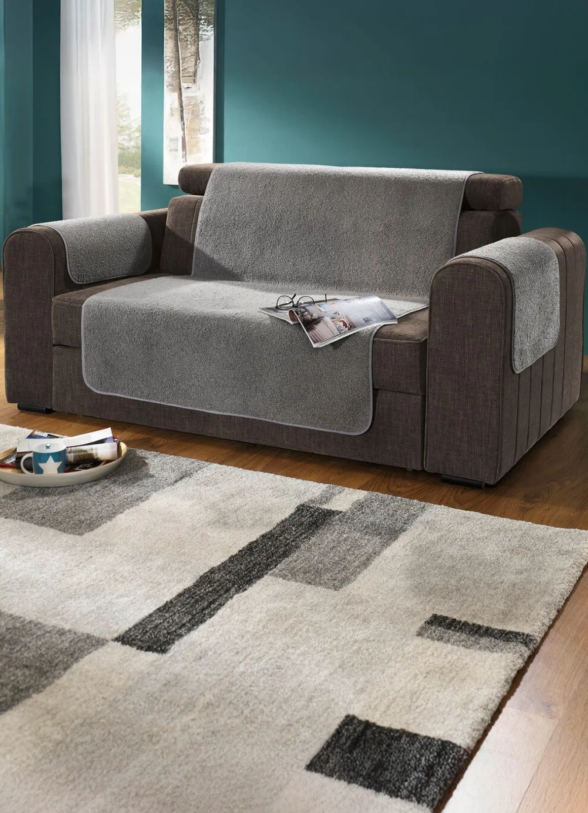 Flauschige Sessel-, Couch- und Armlehnenschoner