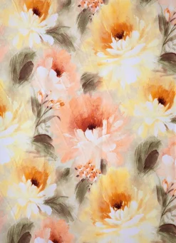 Floral gestaltete Übergardine mit Universalschienenband
