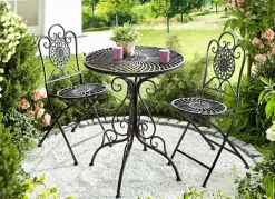 Gartenmöbel-Set, 3-teilig, aus Metall