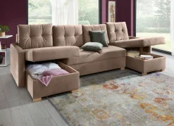 Gemütliche Wohnlandschaft mit Bettfunktion und 3 Bettkästen