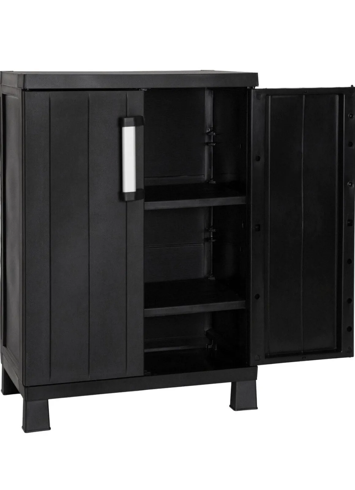 Geräteschrank Garage mit Holzlamellen-Effekt