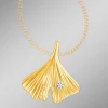 Glücksbringer Anhänger Ginkgo-Blatt mit Brillant