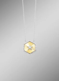 Halskette in Bicolor mit 1 Brillant und 36 Diamanten