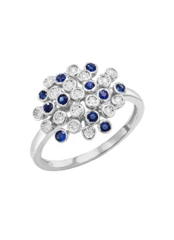 Hochwertiger Damenring mit Safir und Brillanten