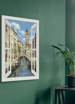 Hochwertiges Leinwandbild Venedig – mit weißem Fenster