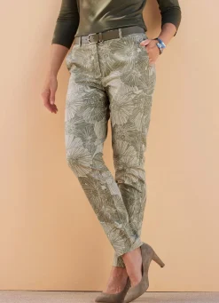 Hose mit floraler Dessinierung