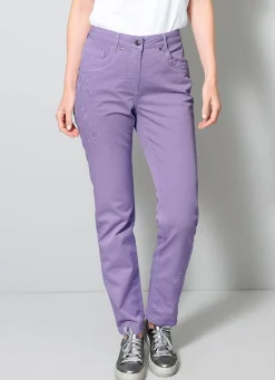 Hose mit floraler Stickerei