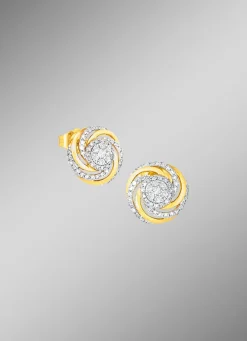 Interessante Ohrstecker mit 14 Brillanten und 90 Diamanten