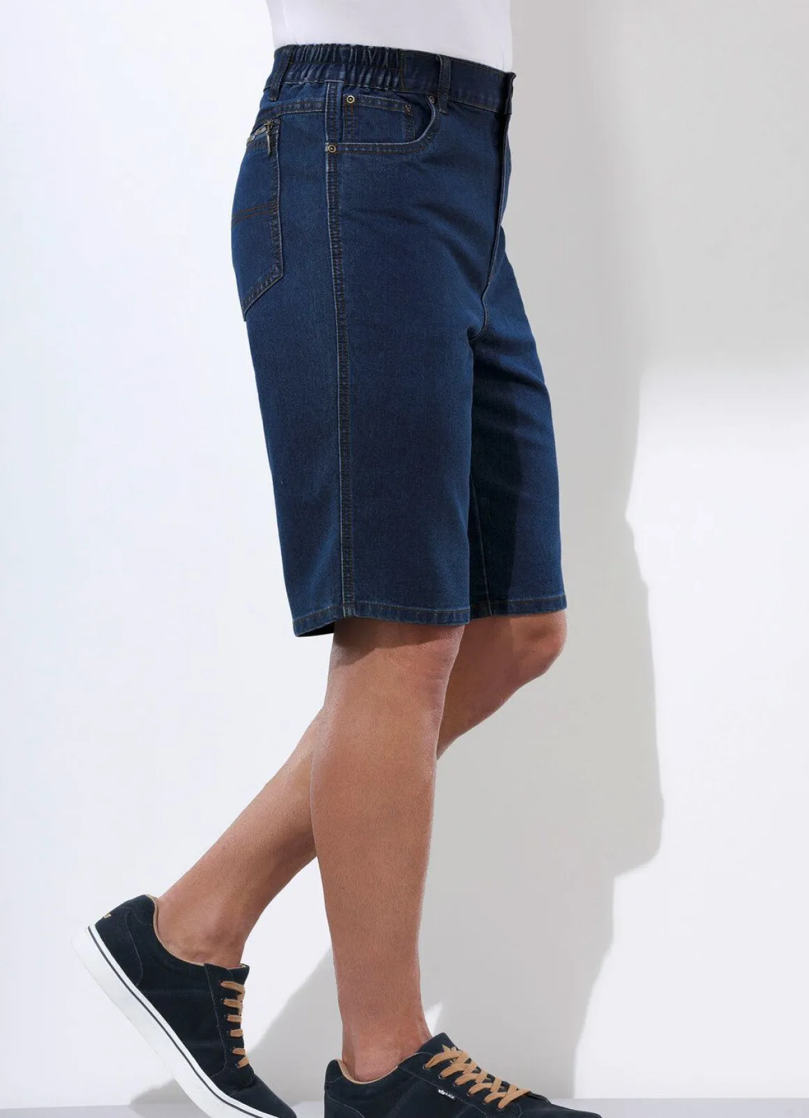 Jeans-Bermudas mit Dehnbundeinsätzen in 3 Farben