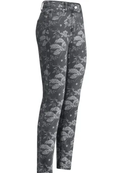 Jeans mit floraler Dessinierung