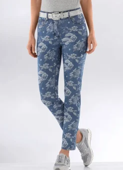 Jeans mit floraler Dessinierung