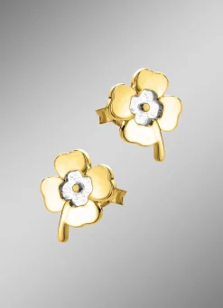 Kleeblatt-Ohrstecker in Bicolor