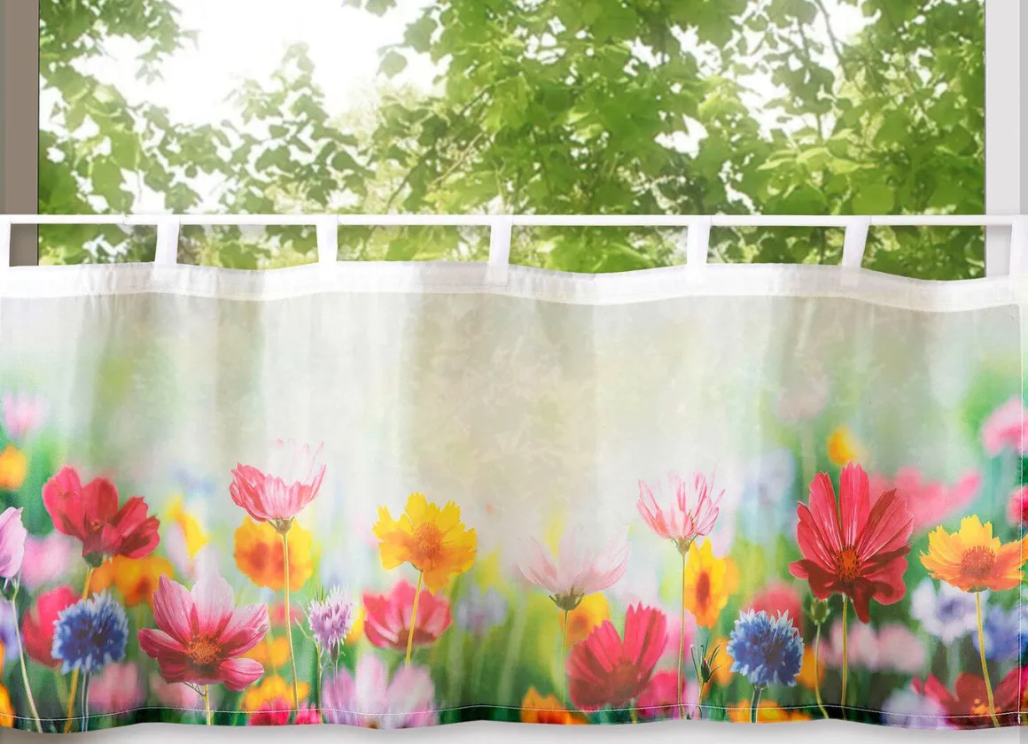 Kurzstore Blumenwiese aus digitalbedrucktem Voile