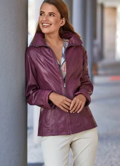 Lederjacke mit Steh-Umlegekragen