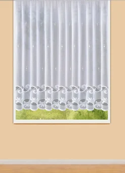 Leichter Blumenfenster-Store mit Automatikfaltenband