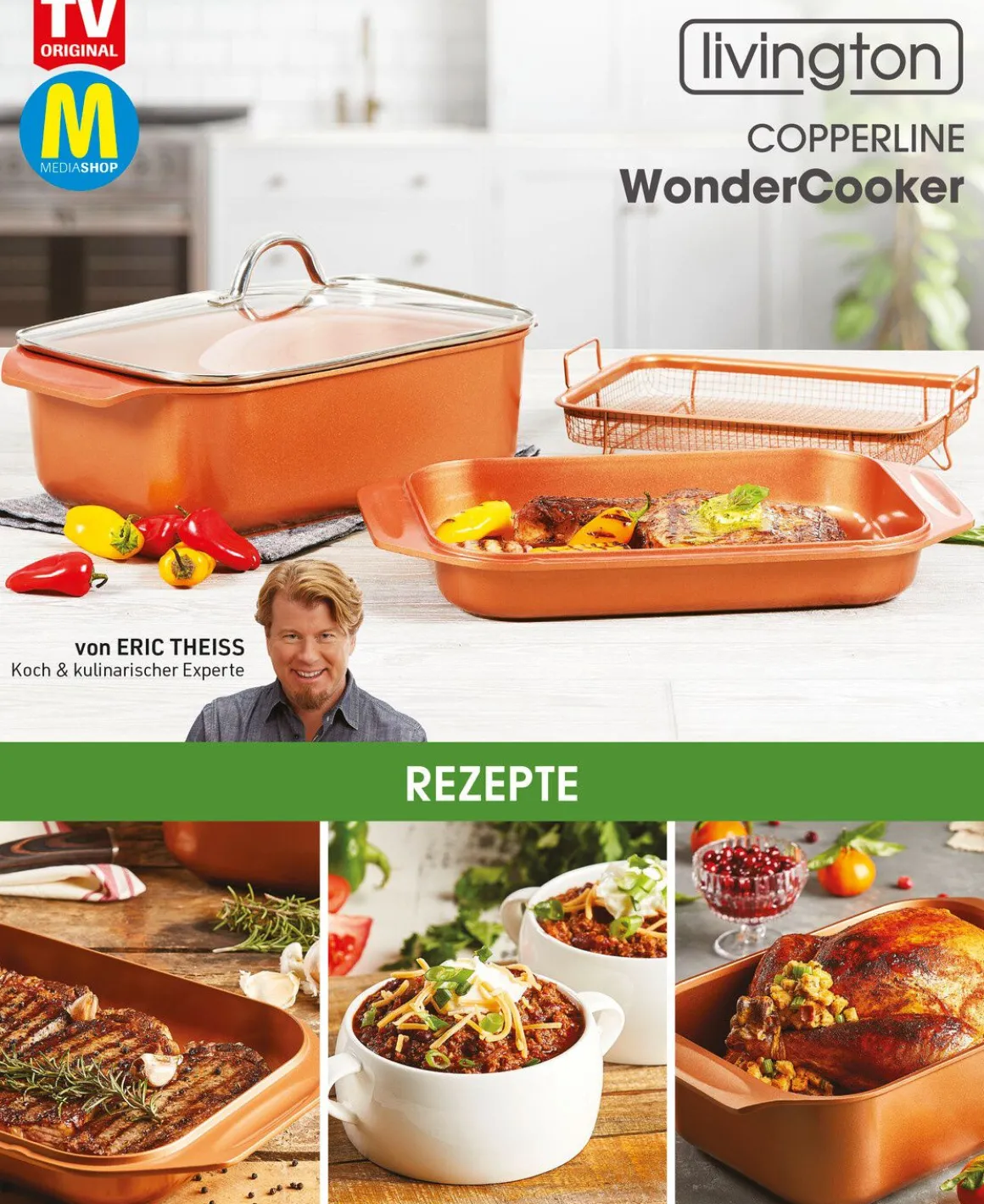 Livington Copperline WonderCooker inkl. Glasdeckel