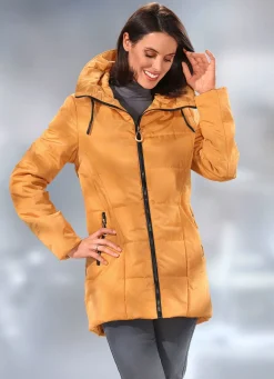 Longjacke mit fester Kapuze