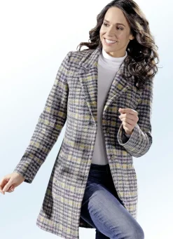 Longjacke mit Hahnentritt-Dessin