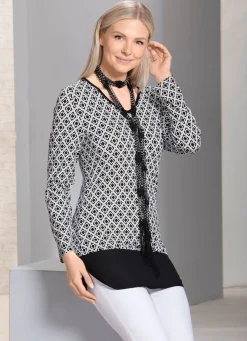 Longshirt mit abgerundetem Chiffon-Abschluss