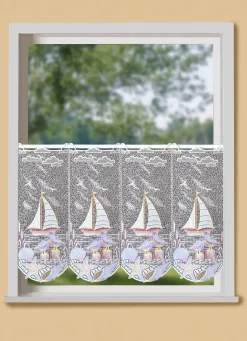 Maritimer Kurzstore mit Plauener Stickerei