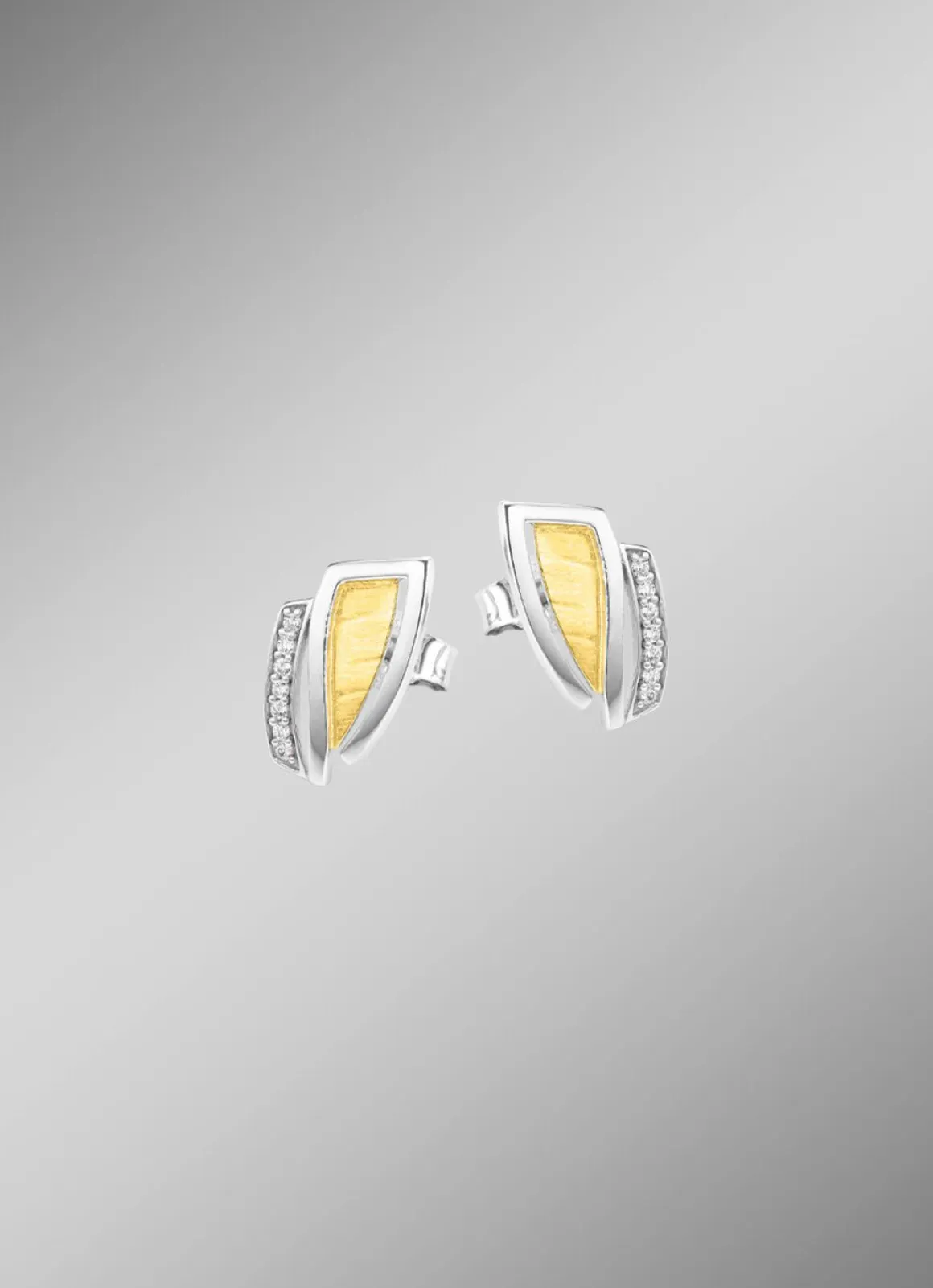 Moderne Ohrstecker in Bicolor mit Zirkonia