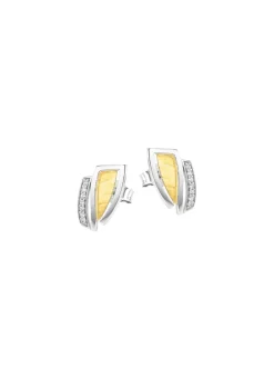 Moderne Ohrstecker in Bicolor mit Zirkonia