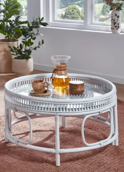 Moderner Couchtisch aus Rattanrohr
